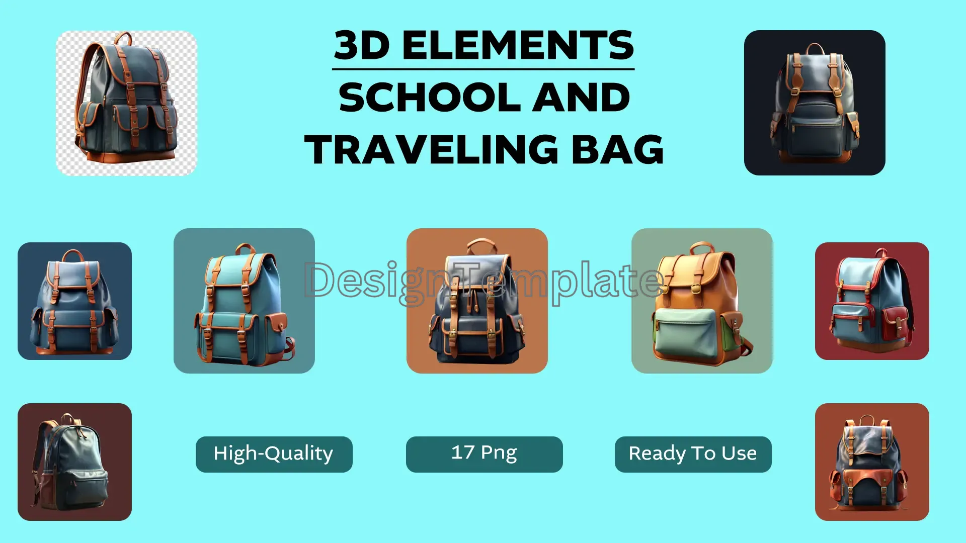 Journey Essentials Vibrant 3D Travel Bag Icons